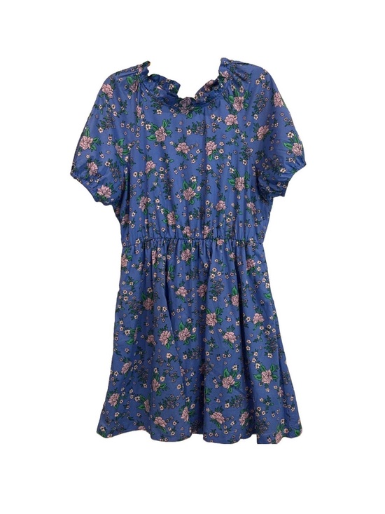 J. Crew Dresses & Skirts - J. Crew Coastline Blue Floral Ruffle-Neck Casual Dress Sz 10 100% Cotton